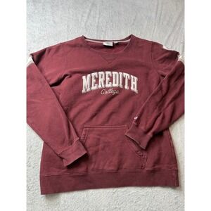 Champion Meredith College Crewneck Sweatshirt Maroon "M" Logo Size L